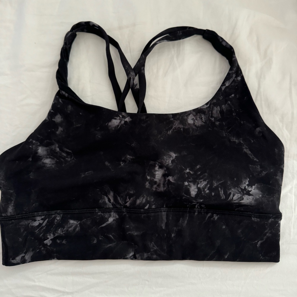 Lululemon energy long-line bra black tie dye 8